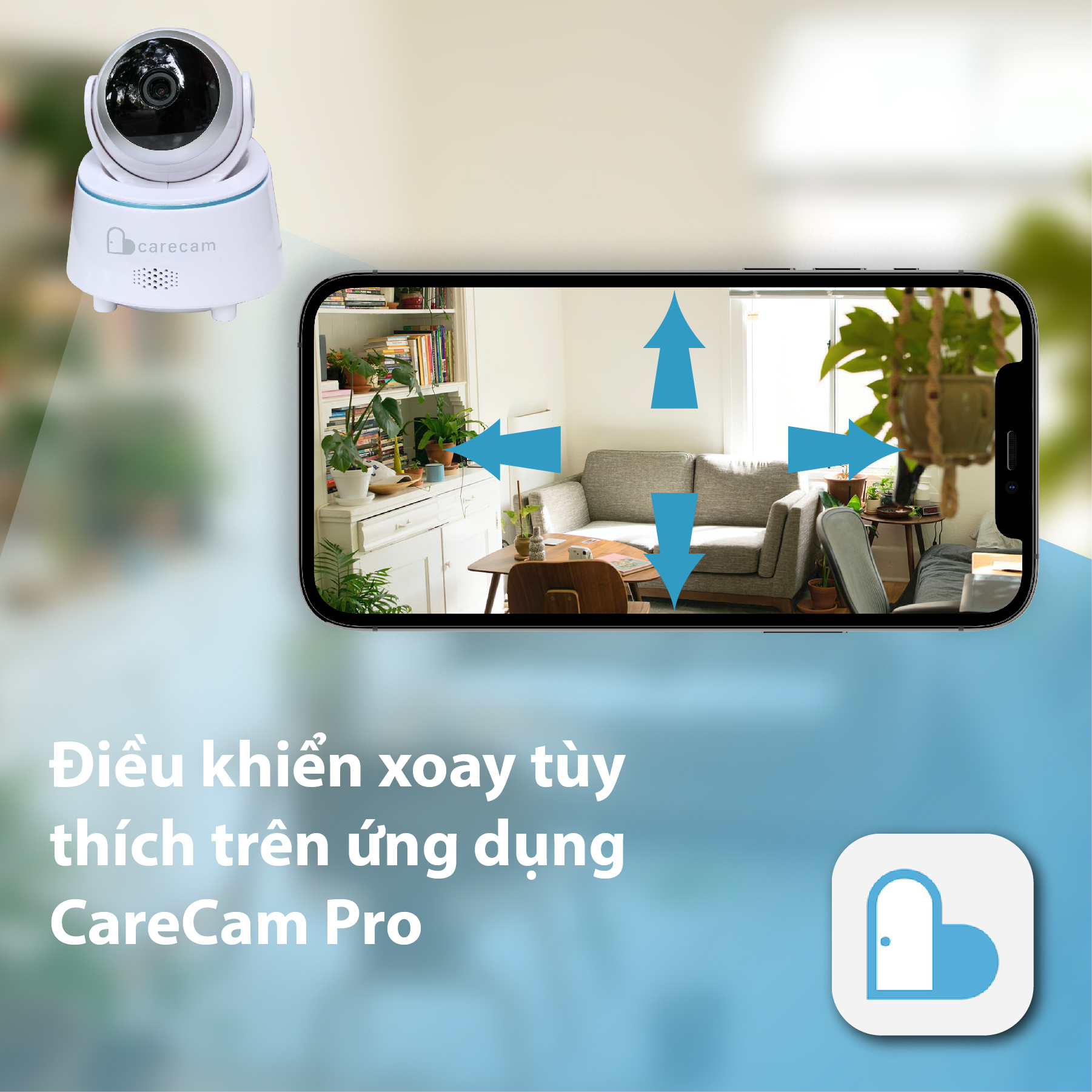 Camera wifi trong nhà Carecam LHY200 2.0MP Full HD, xoay 360 độ, đàm thoại 2 chiều, hỗ trợ thẻ nhớ lên đến 128G, Cảnh báo chống trộm, nhỏ gọn dễ lắp đặt – Hàng nhập khẩu