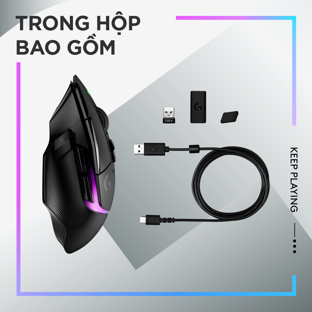 Chuột game không dây Logitech G502 X PLUS LIGHTSPEED – switch LIGHTFORCE Hybrid, RGB Lightsync, Cảm biến Hero 25K, Windows/Mac OS - Hàng chính hãng