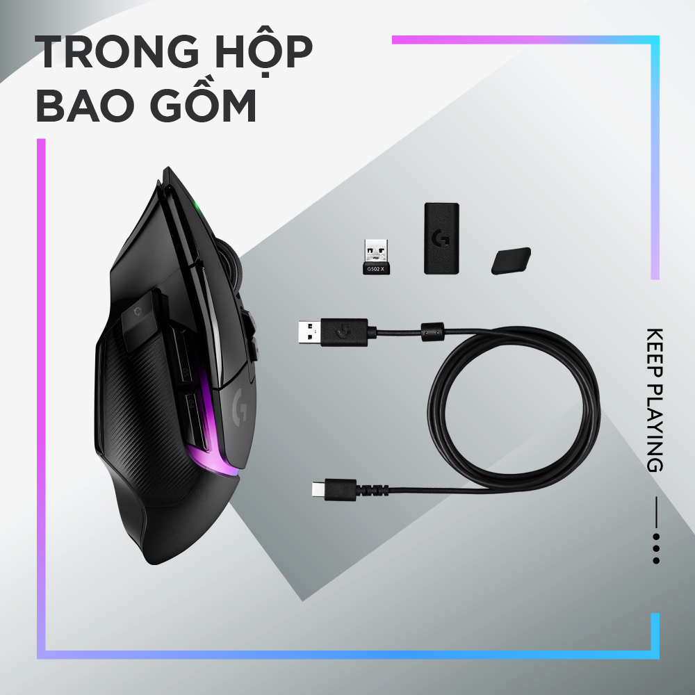 Chuột game không dây Logitech G502 X PLUS LIGHTSPEED – switch LIGHTFORCE Hybrid, RGB Lightsync, Cảm biến Hero 25K, Windows/Mac OS -Hàng chính hãng