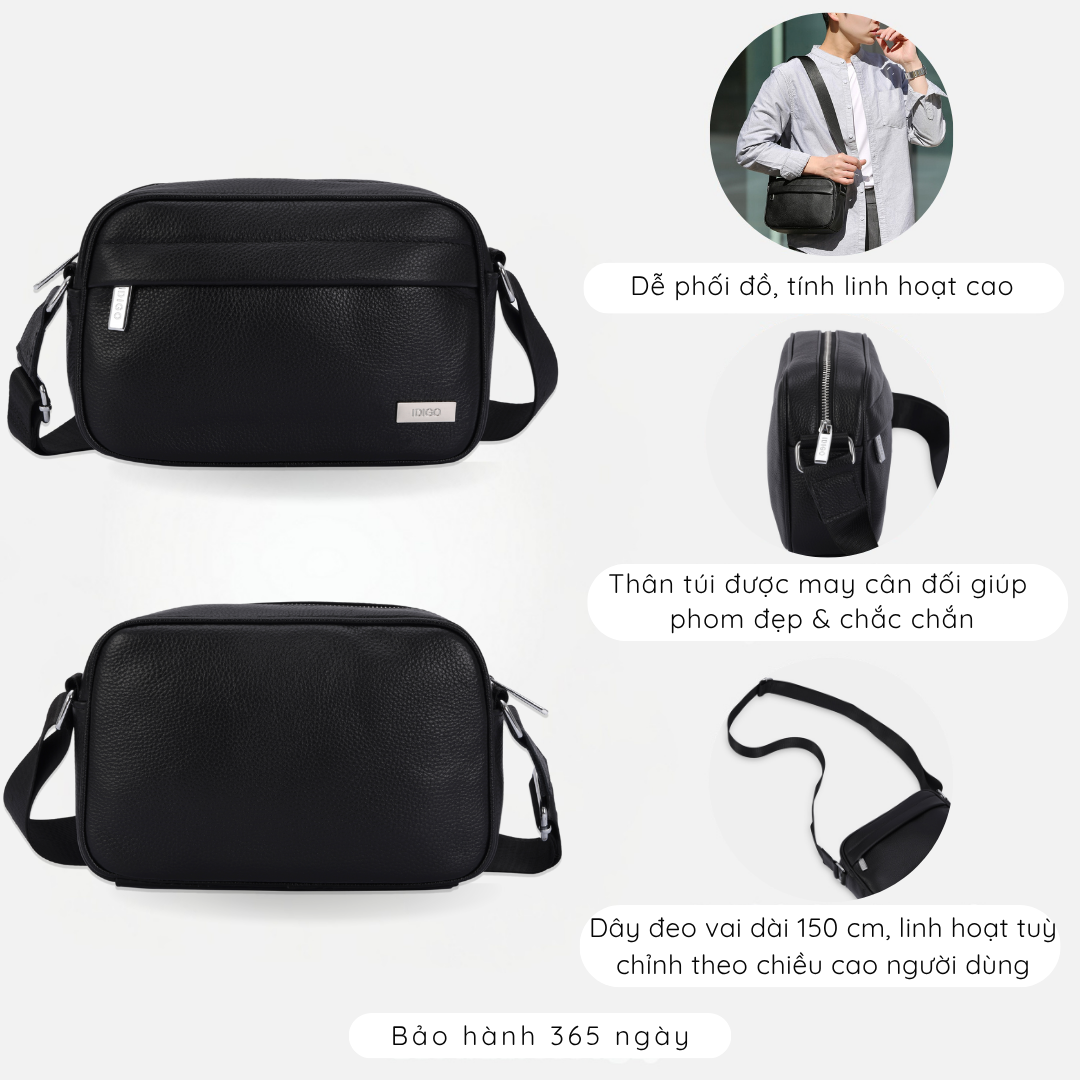 Túi đeo chéo nam da thật cao cấp, túi da công sở unisex phom chữ nhật năng động MB1 - 7010