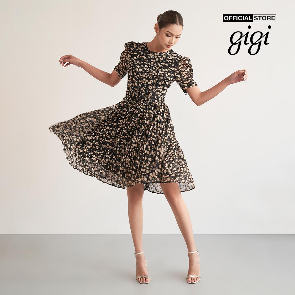 GIGI - Đầm mini hoa tay ngắn cổ tròn xinh xắn G2101D221183