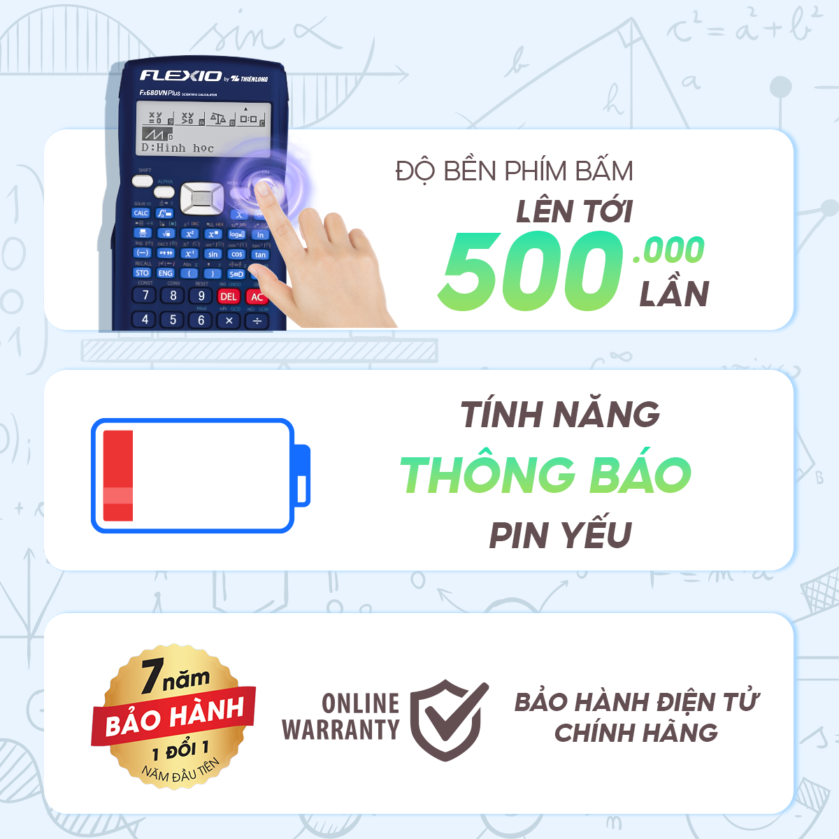 Máy tính khoa học Thiên Long Flexio Fx680VN Plus