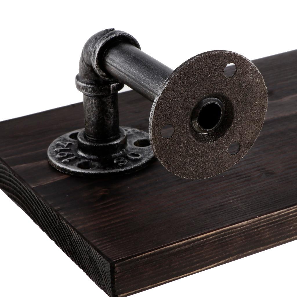 Industrial Pipe Bracket Heavy Duty Iron Wall Storage Shelf Rack Coffee