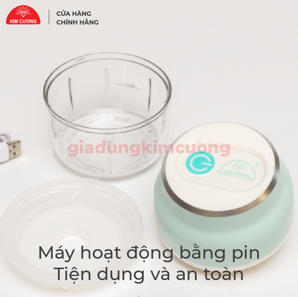 Máy Xay Mini Cầm Tay Kim Cương - Máy Xay Tỏi Ớt Đa Năng Sạc Điện - Hàng Chính Hãng