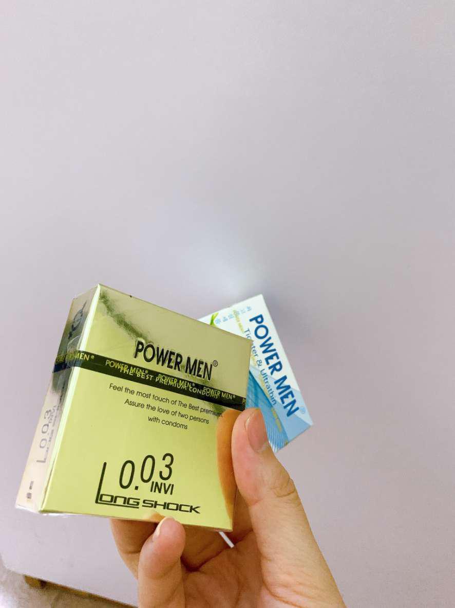 Bao cao su siêu siêu mỏng Powermen điệp viên tàng hình INVI 0.03mm, ngăn ngừa xuất tinh sớm Hộp 3 bcs