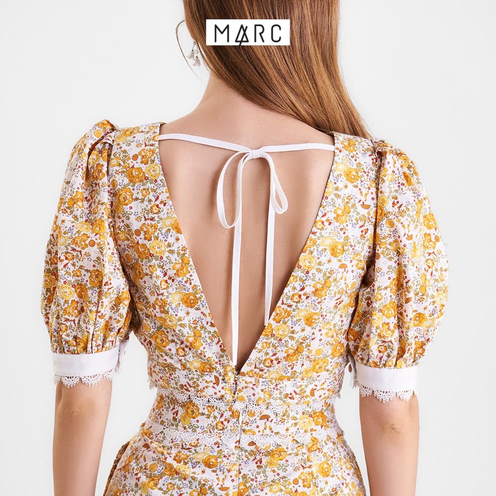 Áo kiểu nữ MARC FASHION cotton họa tiết viền ren cutout lưng FAVH0314