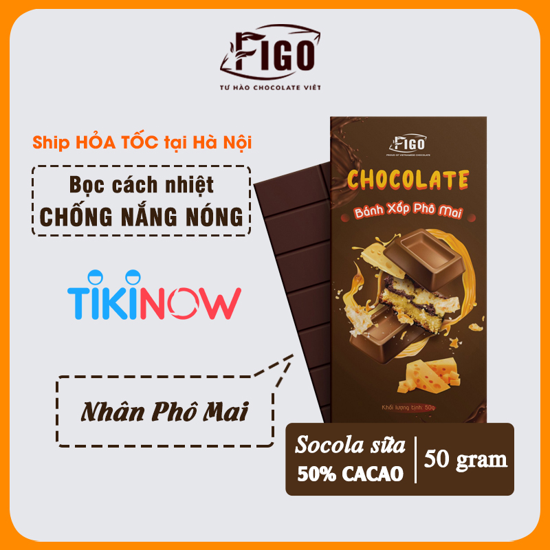 Combo 3 Thanh Kẹo Socola Milk Chocolate 50% Cacao Figo 50gr nhân hạt Điều, Hạnh Nhân, Sữa Dừa