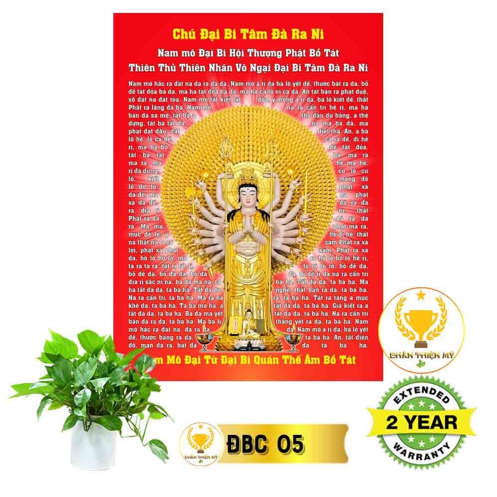 Tranh Chú Đại Bi khung gỗ kích thước 40x60cm