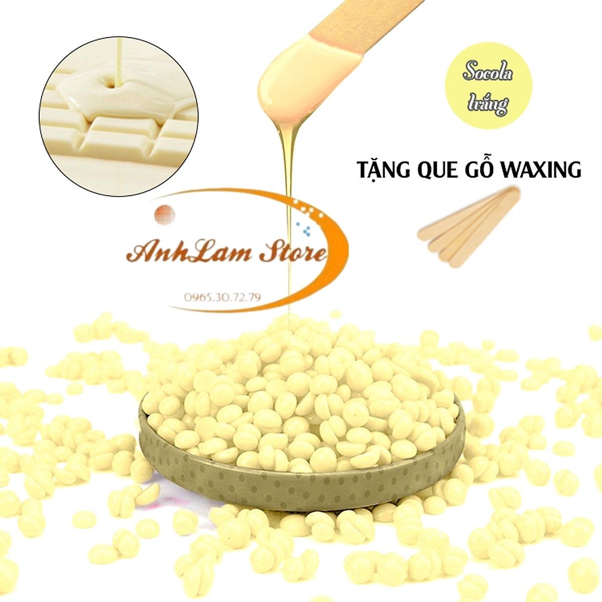 [300g] SÁP WAX TẨY LÔNG NÓNG CAO CẤP ANHLAM Giúp Da Láng Mịn, An Toàn, Lành Tính, Không Đau - Phù hợp mọi loại da, Hiệu quả wax tẩy lông nách, wax tẩy lông vùng kín, bikini, wax lông tại nhà, tẩy da chết - Tặng que gỗ chà sáp