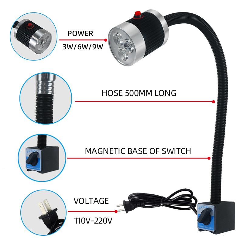Đèn Led Máy CNC Đèn Làm Việc 24V 220V Cổ Ngỗng Hội Thảo Đèn Làm Việc Đế Từ/Vít Đèn Công Nghiệp Siêu Sáng