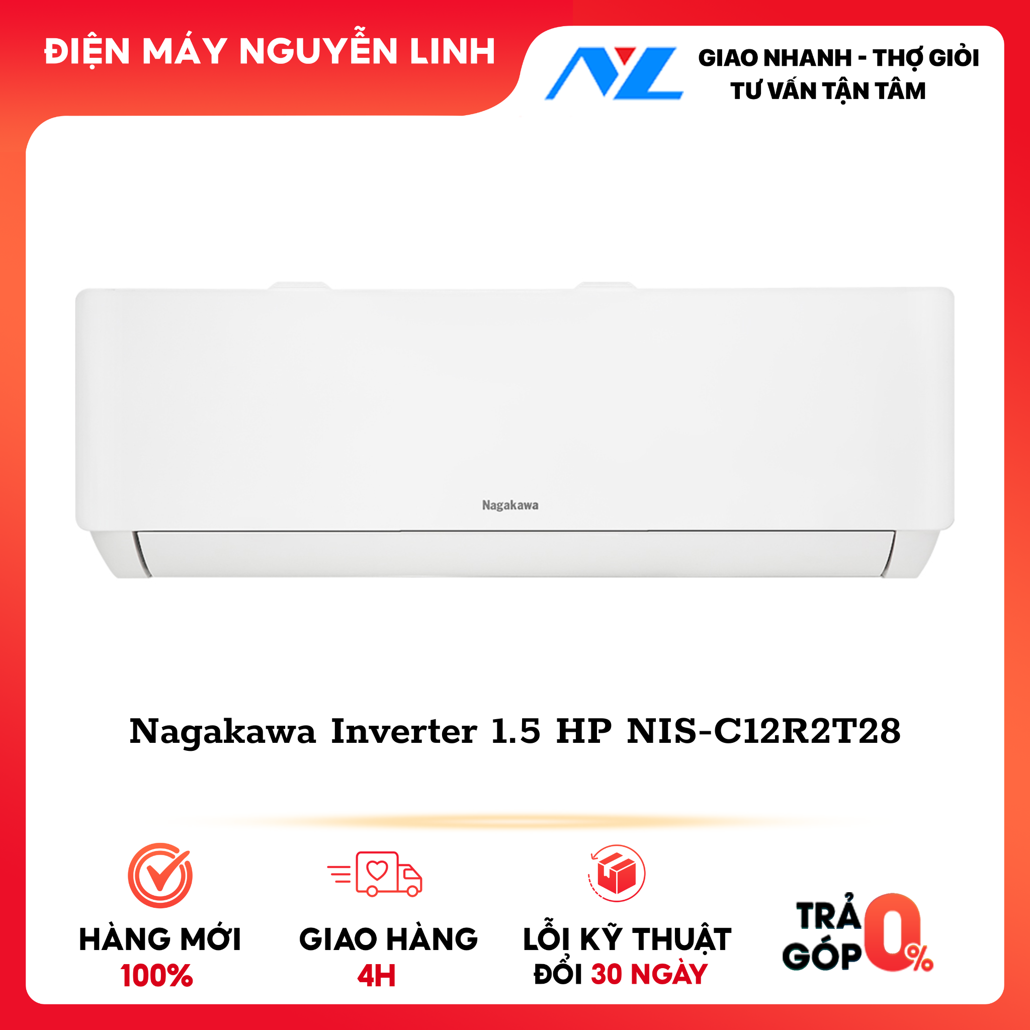 C12R2T28 - Máy lạnh Nagakawa Inverter 1.5 HP NIS-C12R2T28 - Hàng chính hãng - Giao HCM