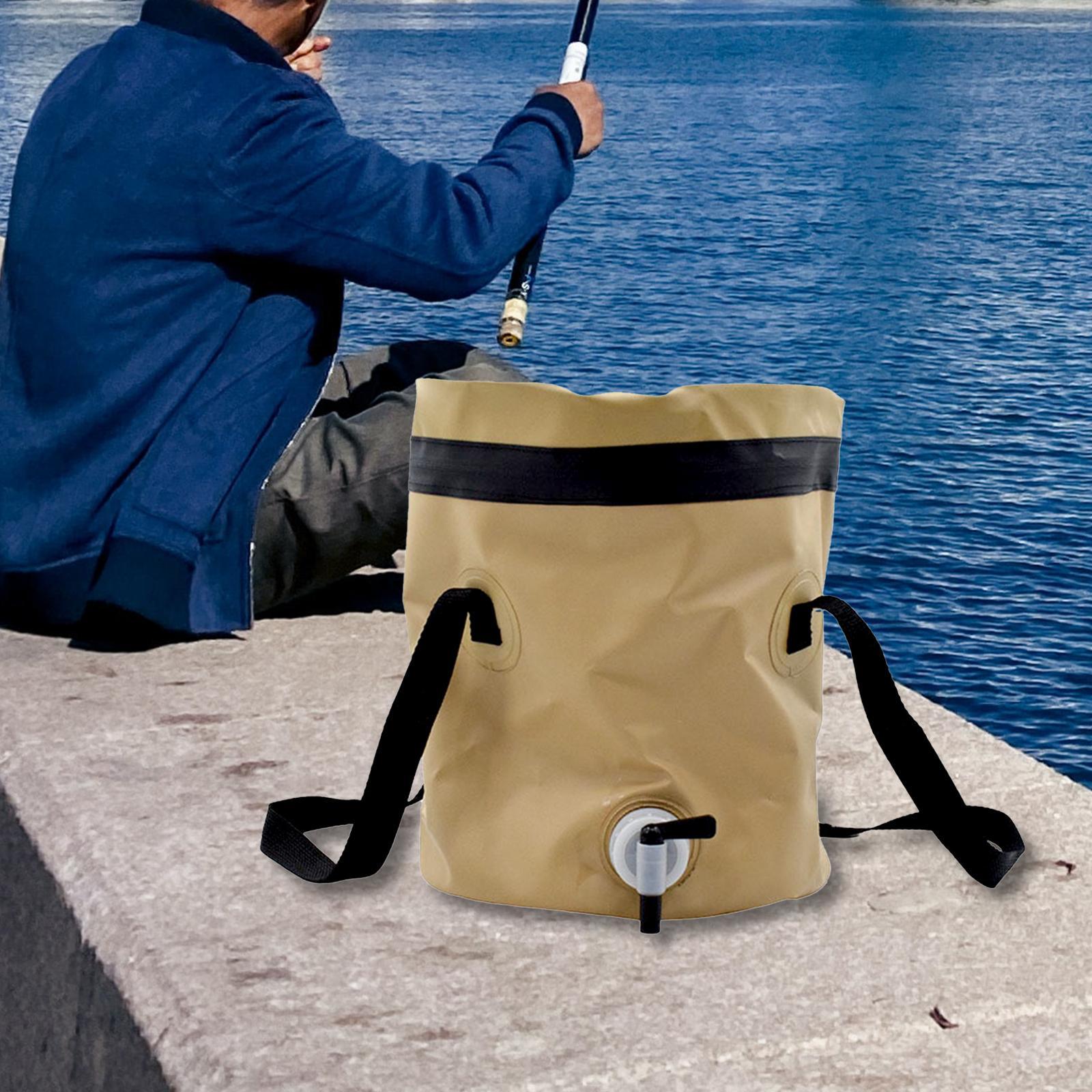 Collapsible Bucket Fishing Bucket with Handle Multipurpose with Faucet Water Container Wash Basin for Camping Hiking Picnic Outdoor Boating