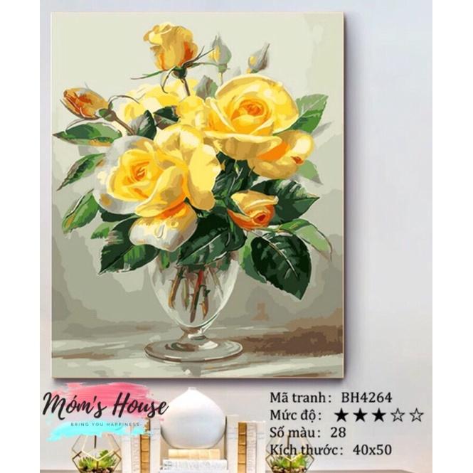 TRANH TÔ MÀU SỐ HÓA️️ LỌ HOA HỒNG VÀNG BH4264