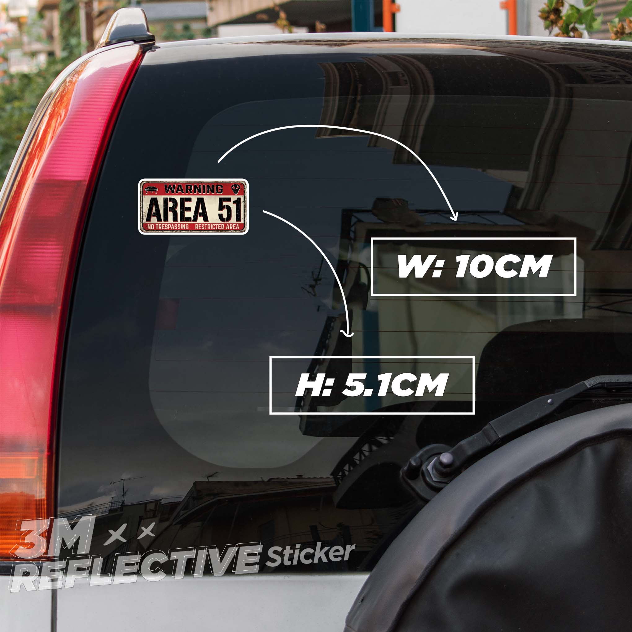 WARNING AREA 51 3M - Reflective Sticker Die-cut Hình dán phản quang thương hiệu STICKER FACTORY