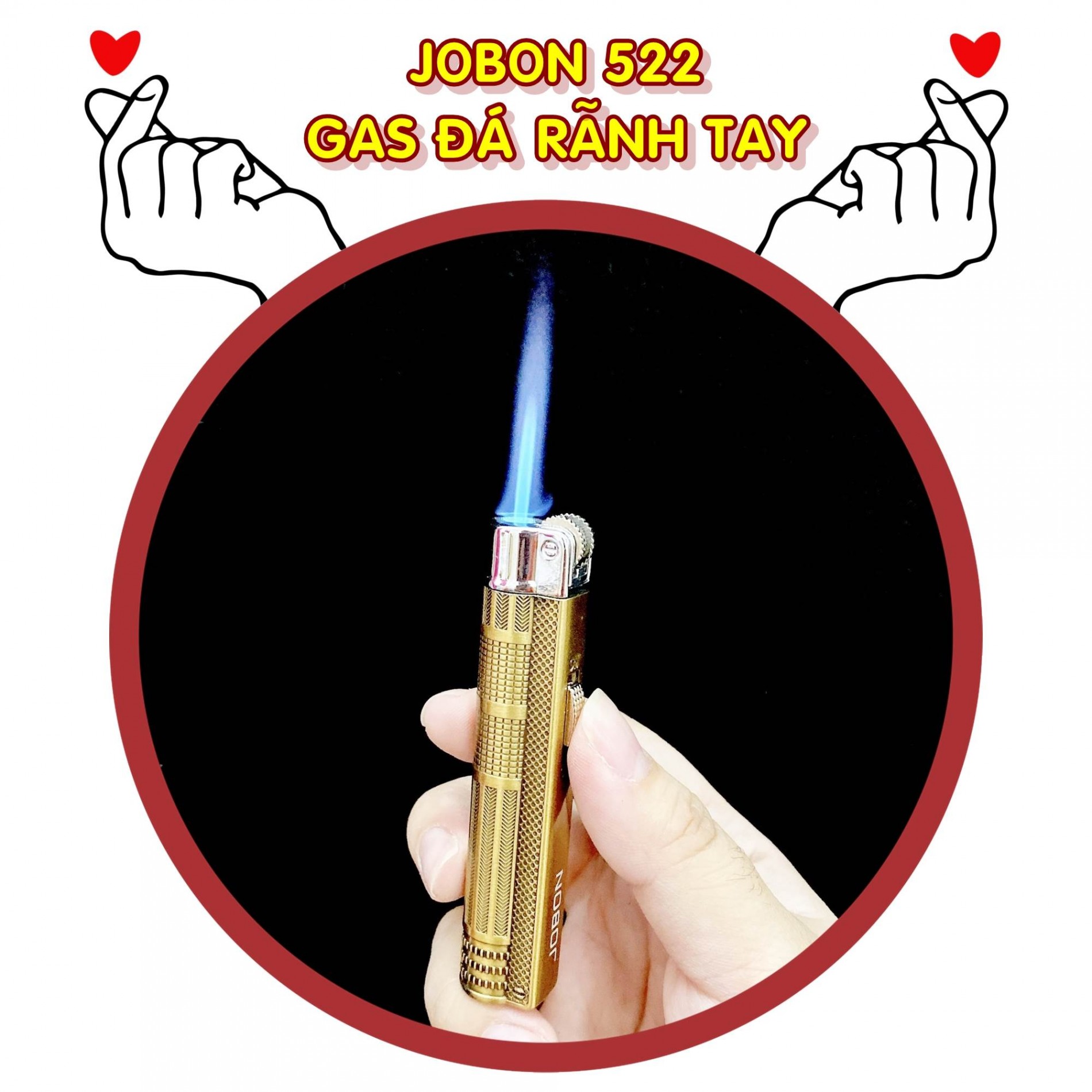 Hột quẹt bật lửa khè gas đá rãnh tay Jobon 522 - (xài gas)