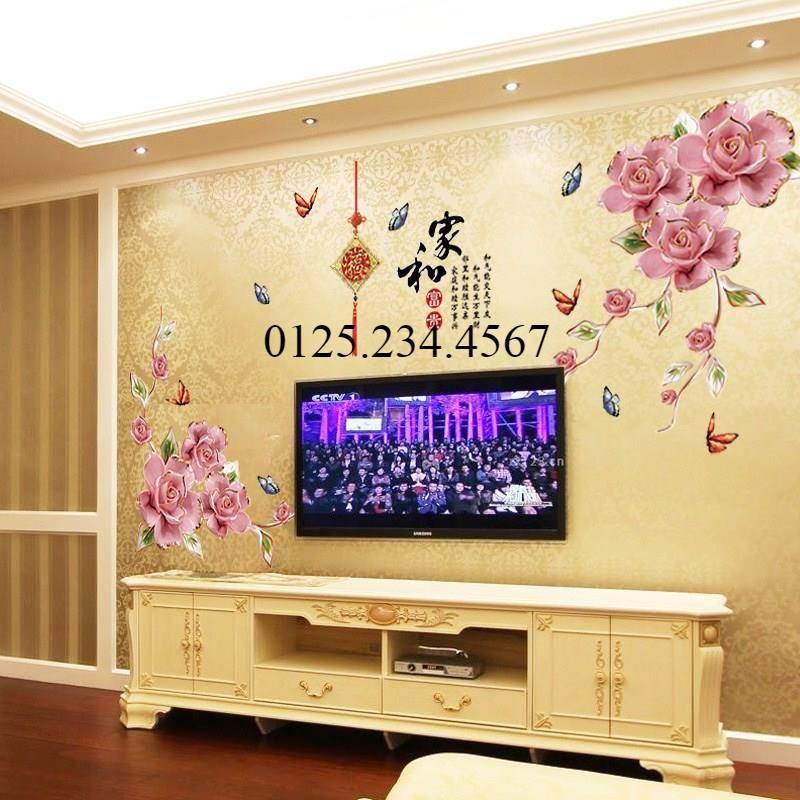 Decal dán tường Hoa hồng 3D HOT