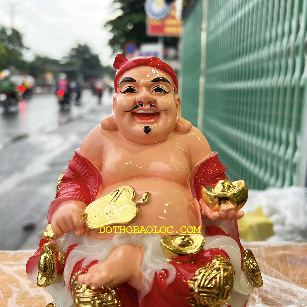 Tượng Thần tài Thổ Địa đá Việt Nam cao 19cm – Đỏ