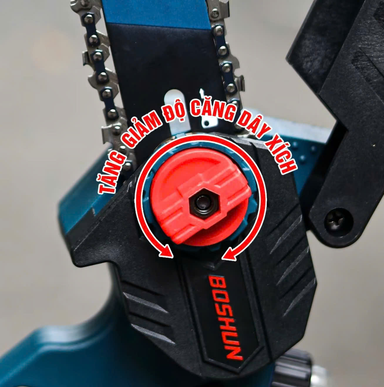 Máy cưa xích pin BOSHUN CS08, Lam xích 8 inch, Pin khủng 15cell, Động cơ Không Chổi Than - Motor ruột đồng  - Hàng Chính Hãg