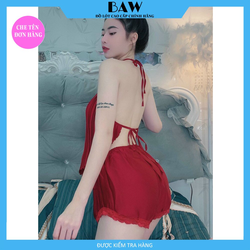 Đồ Ngủ Hai Dây Lụa Satin Cao Cấp Sexy Quyến Rũ Thương Hiệu Baw, Chất Liệu Lụa Mát Mịn Nhẹ Nhàng Cực Kỳ Lôi Cuốn NT707