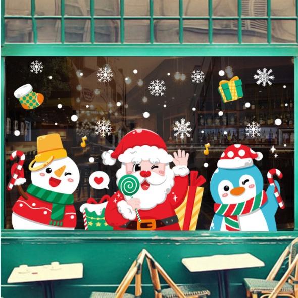 Decal trang trí Noel Hít Tĩnh Điện 2 mặt - CÁNH CỤT CHOÀNG KHĂN CÙNG CÁC BẠN