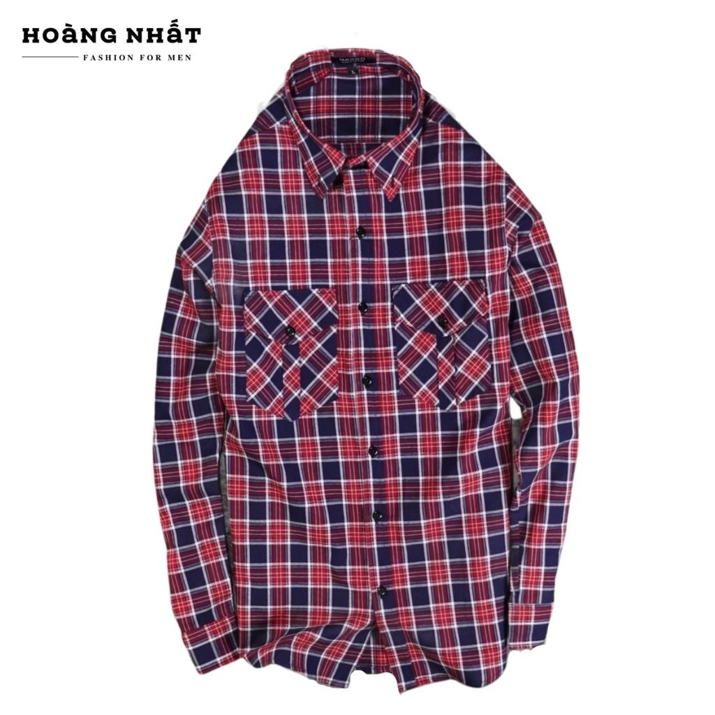 Áo sơ mi caro dài tay dành cho nam H&N - ASM024 phối màu trẻ trung có 2 túi tiện lợi chất kate xuất mịn mát