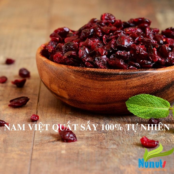 Nam việt quất sấy khô 100% tự nhiên ( gói 100g), vị chua chua ngọt ngọt, không tẩm ướp đường, ăn cực ngon Nunuts.