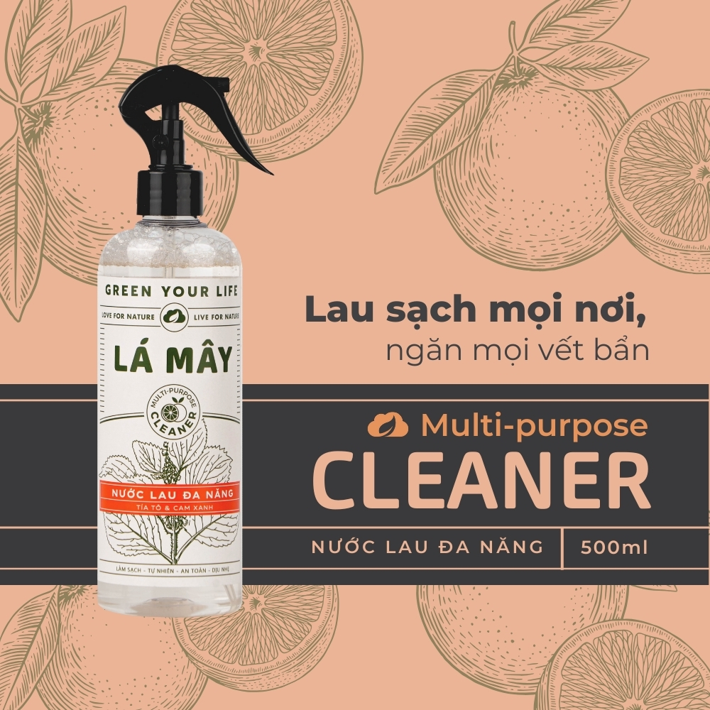 NƯỚC LAU ĐA NĂNG TÍA TÔ &amp; CAM XANH LÁ MÂY 500mL