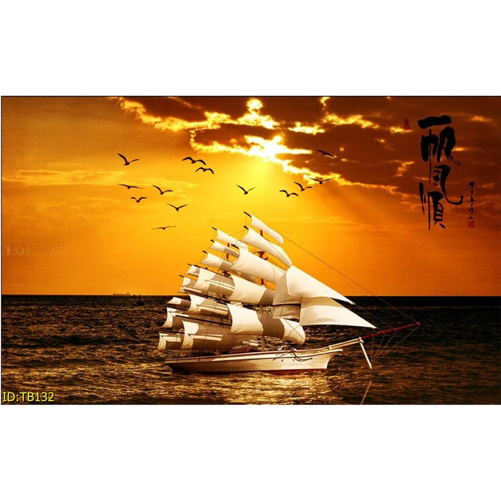 Tranh dán tường Tranh Thuận buồm xuôi gió phong thủy,Tranh dán tường 3d hiện đại