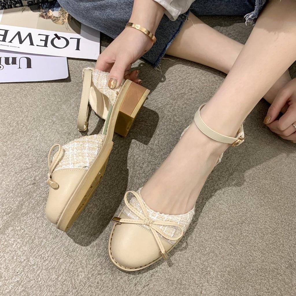 Thick heel shoes women 2020 new spring fairy shoes shallow mouth empty shoes women versatile small fragrant sandals summer