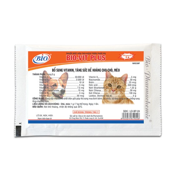 Vitamin Dành Cho Mèo Bio-Vit Plus 5g, Bổ Sung Vitamin Và Tăng Sức Đề Kháng Cho Thú Cưng