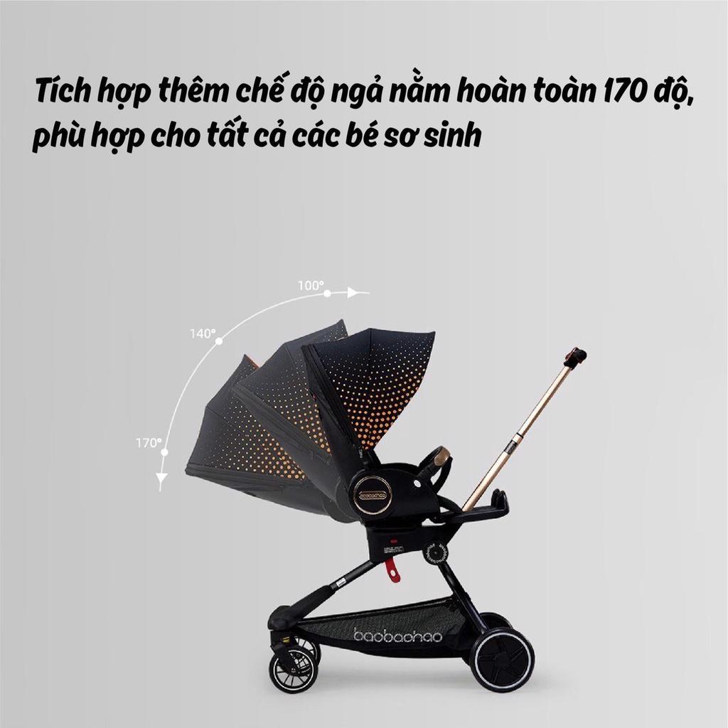 Xe đẩy cho bé BAOBAOHAO V9 2 chiều 3 tư thế xoay 360 độ ngồi - ngả - nằm cho trẻ sơ sinh - 5 tuổi, Xe đẩy gấp gọn cho bé