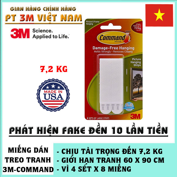 Bộ 8 miếng dán treo tranh 3M command 45x60cm loại 5.4kg và 7.2kg