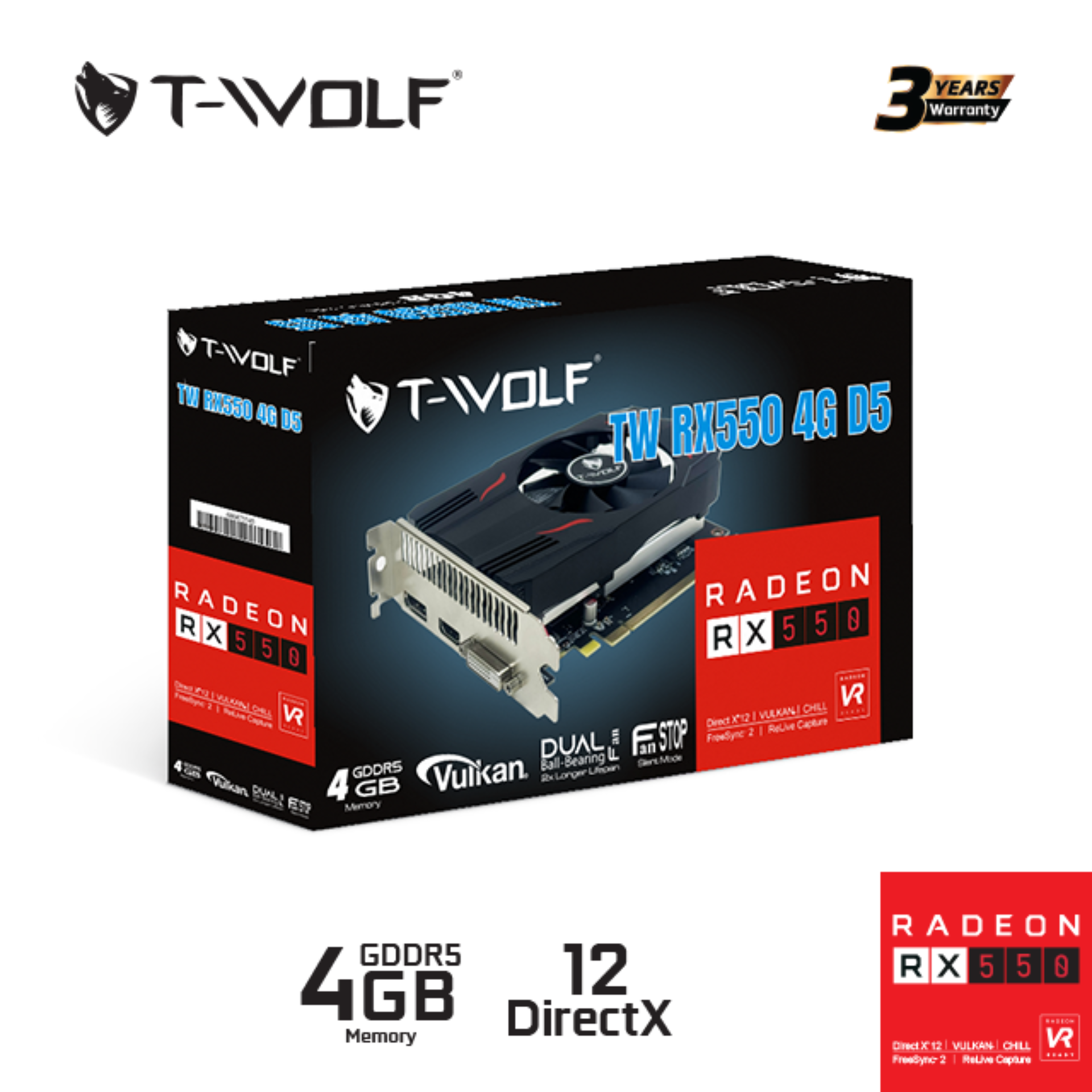 Card Màn Hình VGA T-WOLF TW-RX550 4G D5 – Hàng Chính Hãng