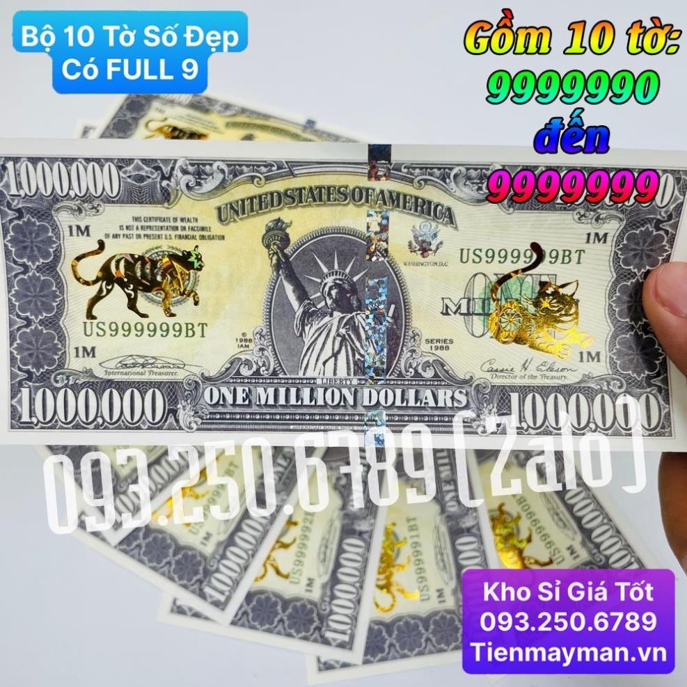 Combo 10 Tờ Seri đẹp có tờ FULL 9 , Tiền 1 Triệu USD Con Mèo Lưu niệm mạ vàng, có bảo an , Lì Xì Tết