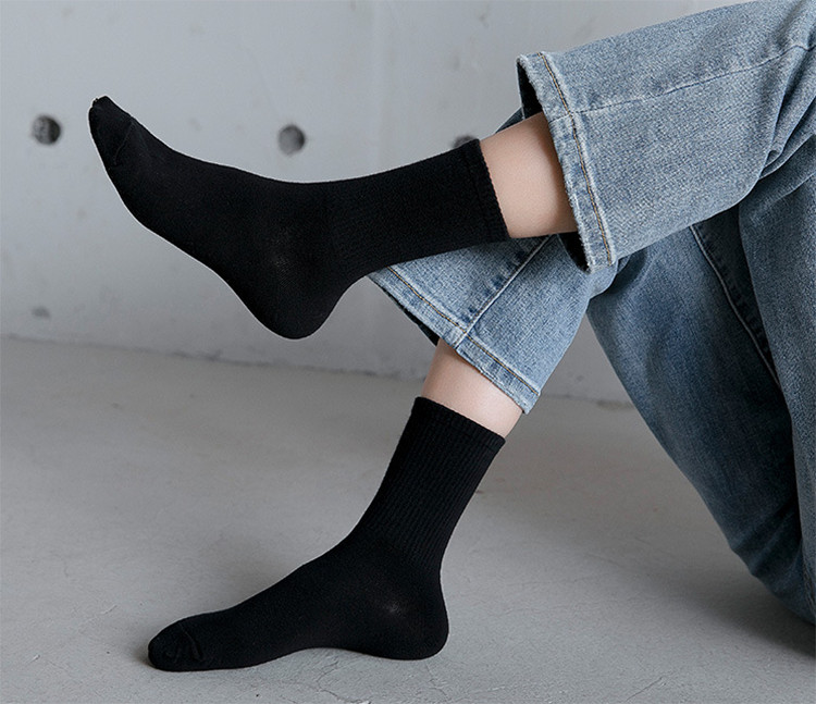 Set 5 Đôi Tất Cao Cổ Unisex Bèo Nhún Gân Tăm Style Thanh Lịch