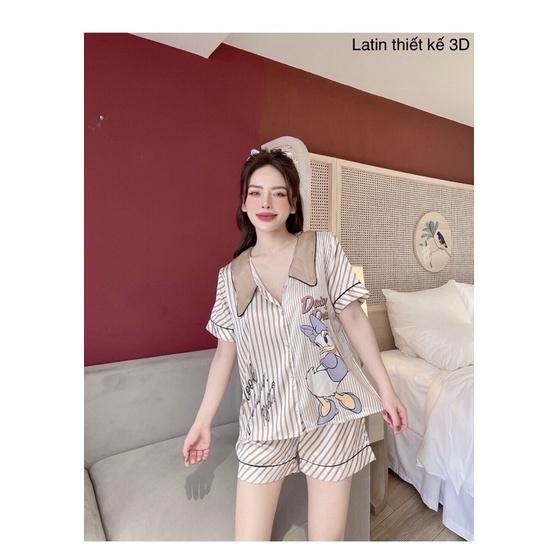 Bộ Pyjama Tay Ngắn Quần Đùi Lụa QC xinh xắn