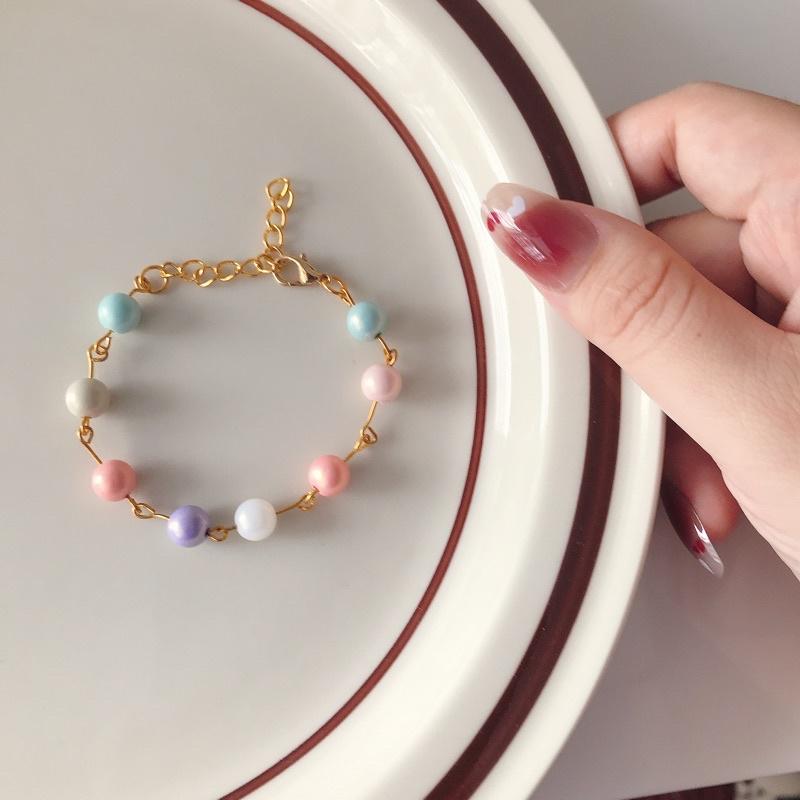 N141 Vòng tay handmade hạt tròn nhiều màu pastel dễ thương