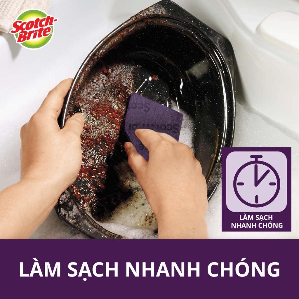 Gói 4 Miếng Cước Cọ Rửa Siêu Mạnh 3M Scotch Brite Thế Hệ Mới-Đánh Tan Mọi Vết Cháy Bẩn Của Nồi,Niêu,Xoong,Chảo,Vỉ Nướng