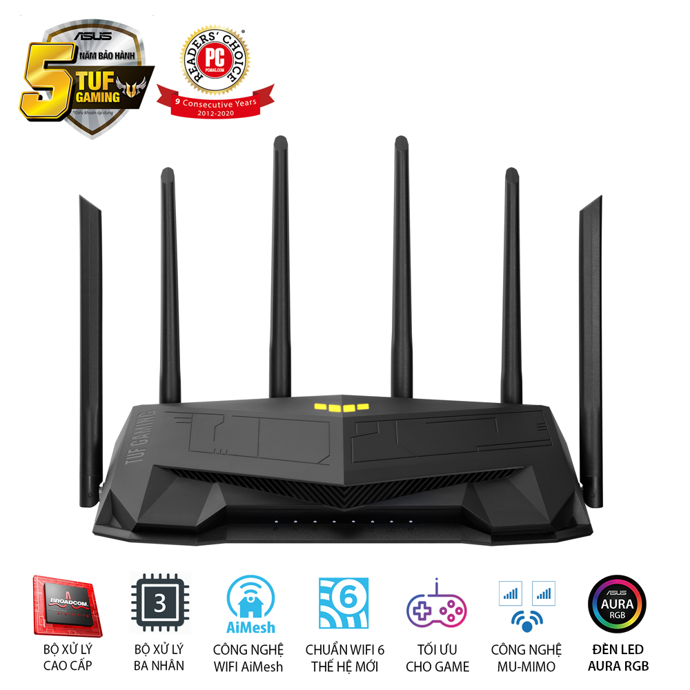 Router Wifi 6 ASUS TUF Gaming AX5400 Băng Tần Kép TUF-AX5400 - Hàng Chính Hãng