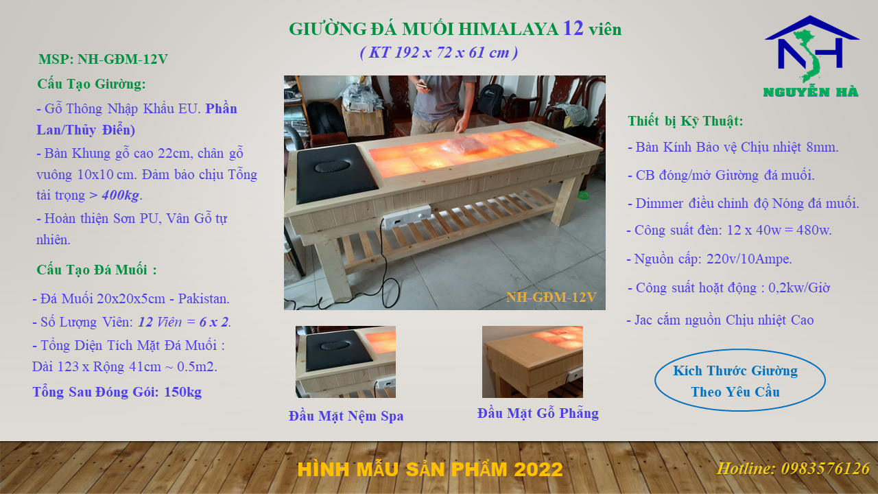 Hướng Dẫn Giường Đá Muối Himalaya Nguyễn Hà 12 Viên - NH-GĐM-12V