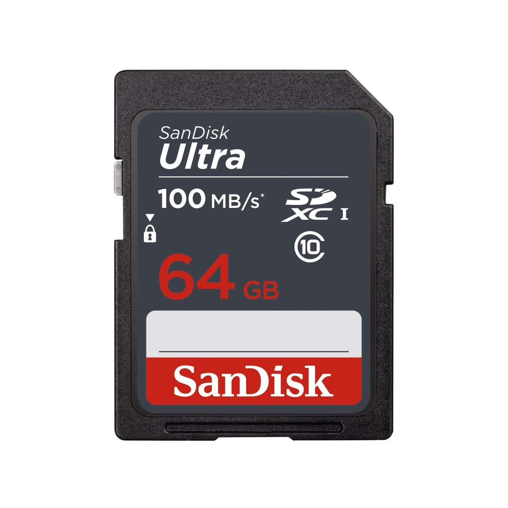 Thẻ nhớ SDXC Sandisk Ultra 64GB upto 100MB/s UHS-I (cho máy ảnh) - Hàng chính hãng