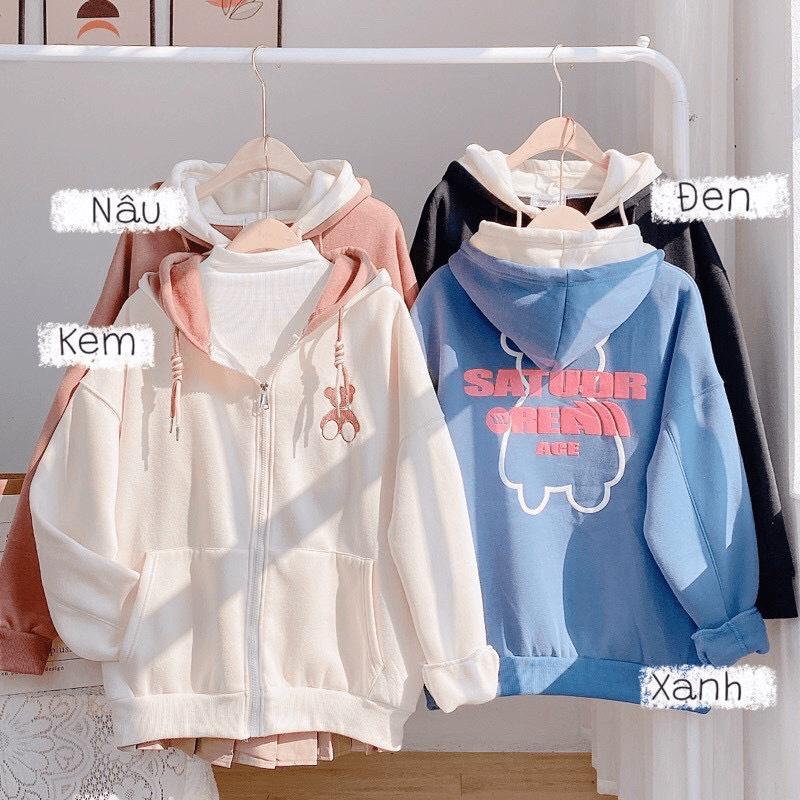 Áo khoác hoodie nữ hoạ tiết gấu siêu xinh siêu đẹp thời trang