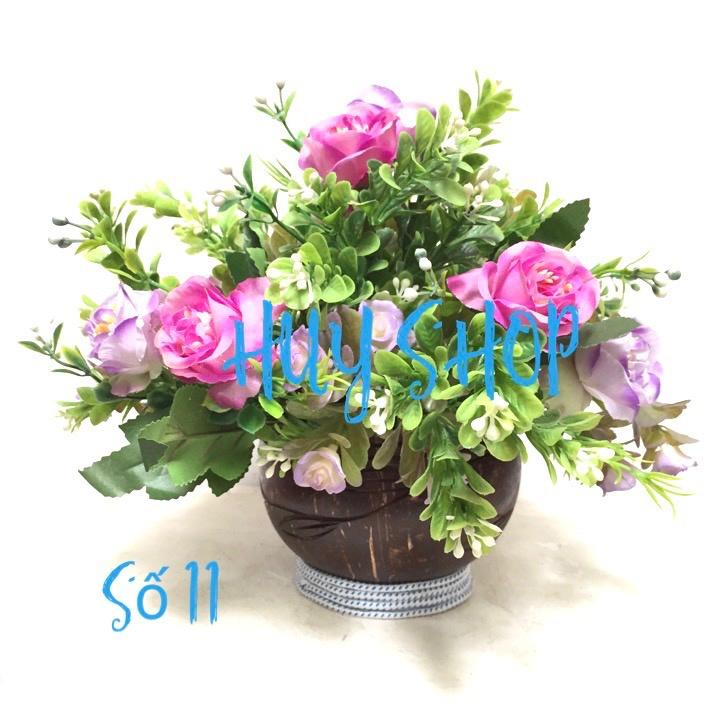 CHẬU GÁO DỪA HOA NHÂN TẠO TRANG TRÍ NHÀ CỬA 9-12
