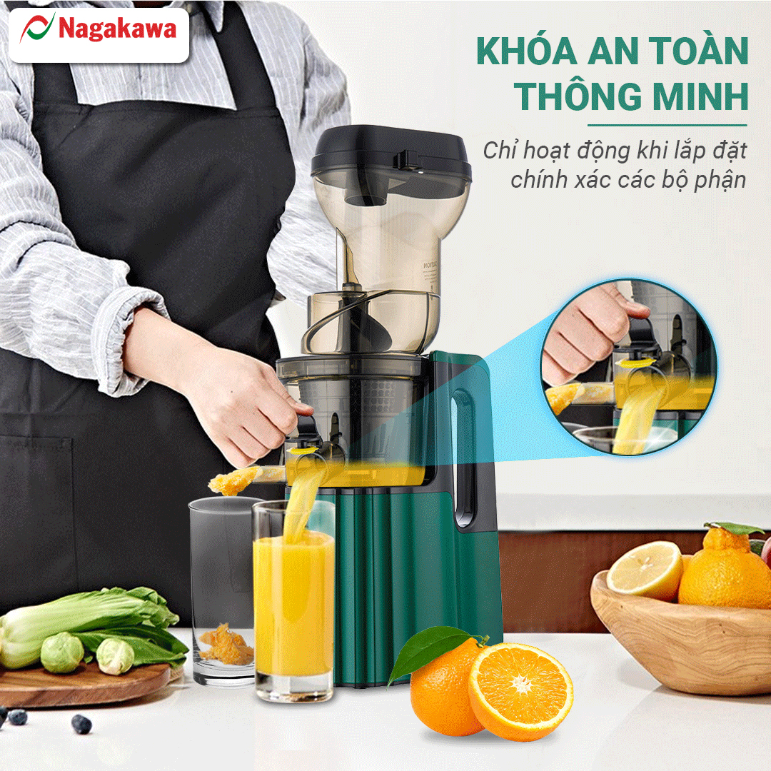 Máy ép chậm Nagakawa NAG0817 – Dung tích 300ml – Công suất 150w - Hàng Chính Hãng