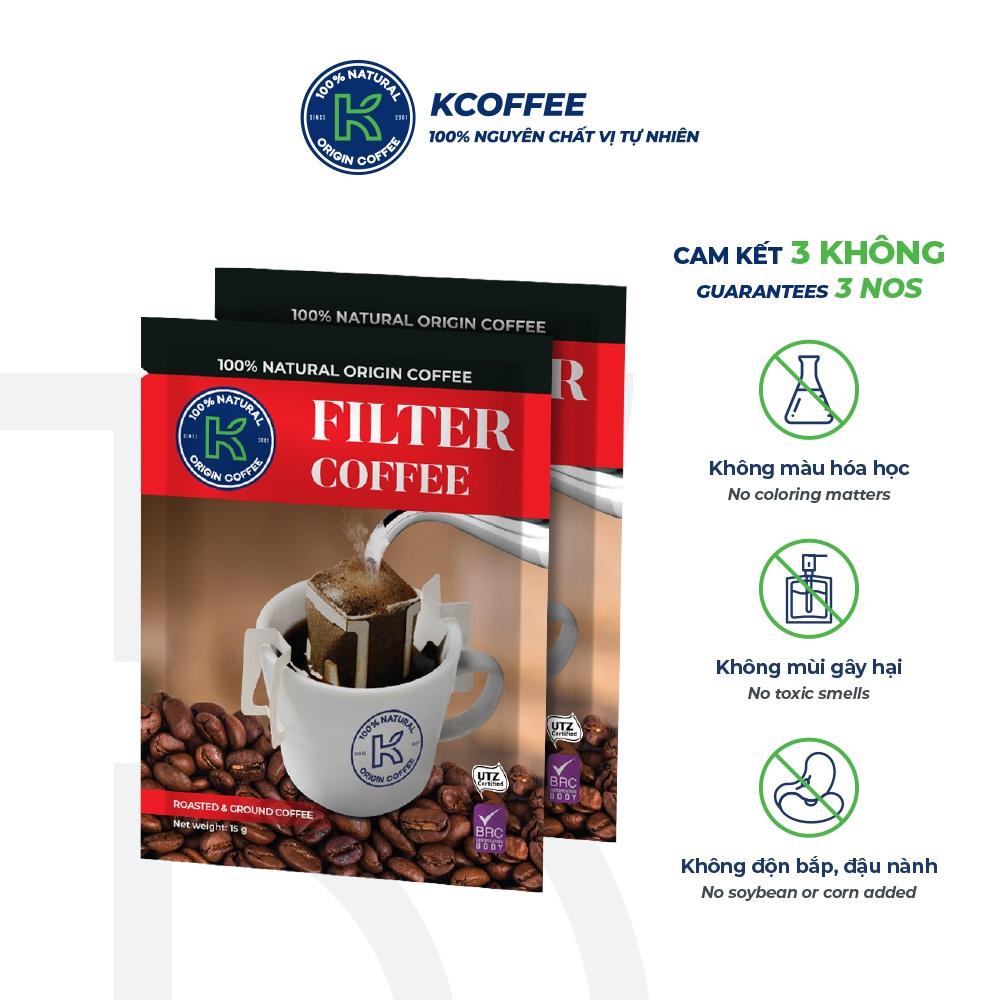 Cà phê nguyên chất phin giấy Filter KCOFFEE hương vị thơm ngon 105g/hộp KPHUCSINH - Hàng Chính Hãng