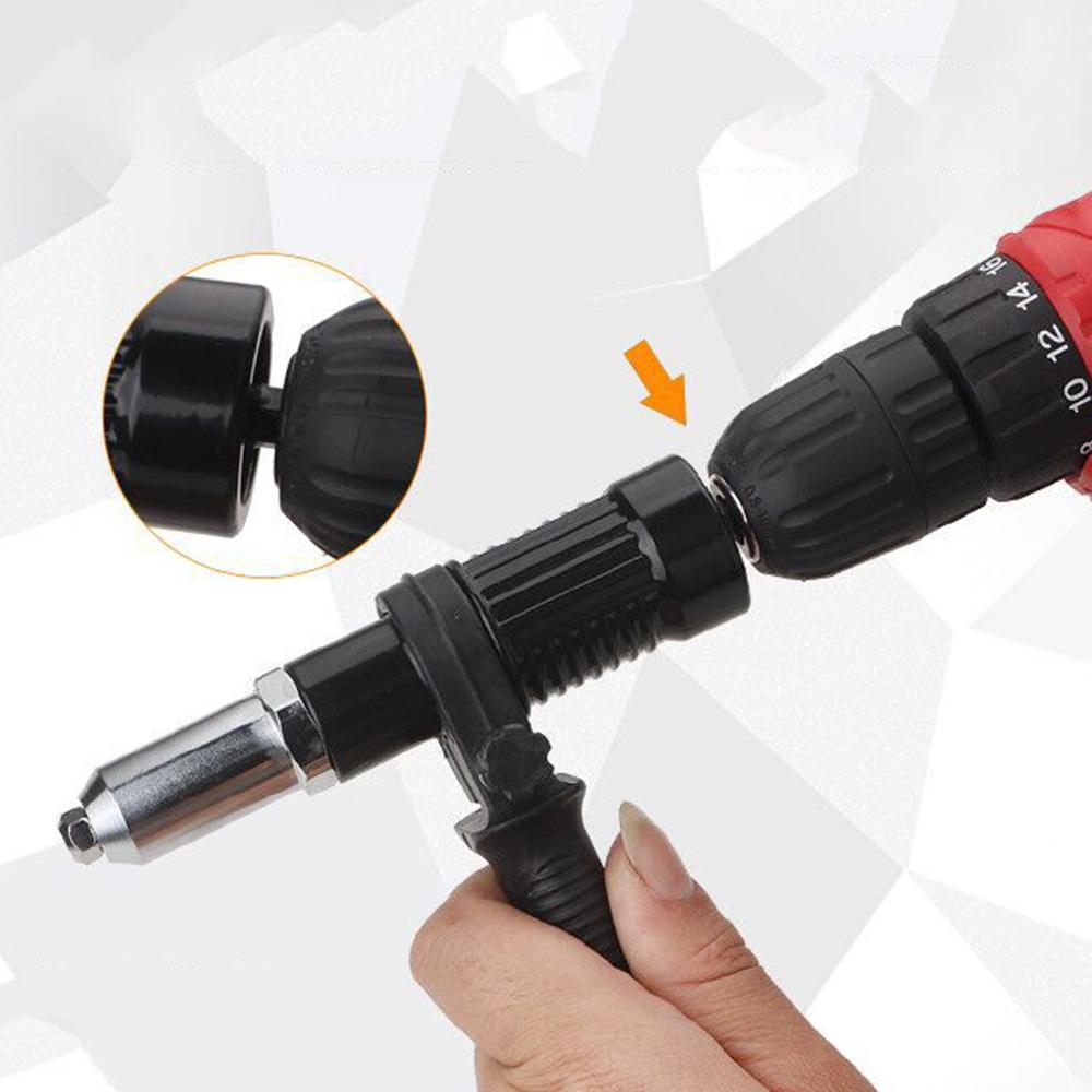 Rivet Gun Adatper Riveter Drill Converter Attachment Electric Power Drill Riveting Hand Tool Kit for Riveting Insert 3/32'' 1/8'' 5/32'' 3/16'' Rivets Nut