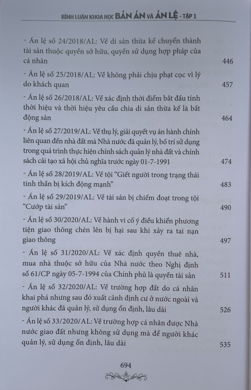 Bình Luận Khoa Học Bản ÁnVà Án Lệ  - Tập 1