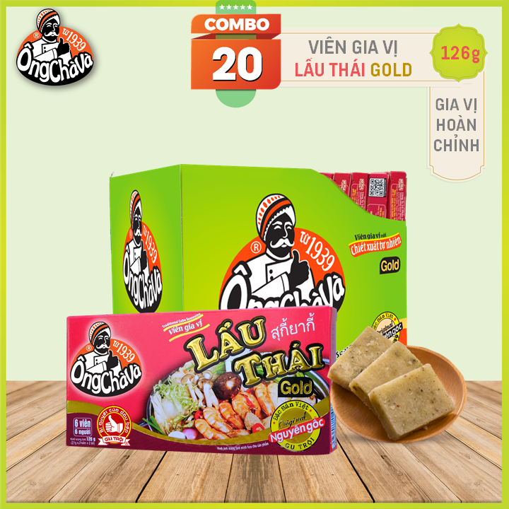 Lốc 20 Hộp Viên Gia Vị Lẩu Thái Gold Ông Chà Và 126g (Thai Hot Pot Cubes)