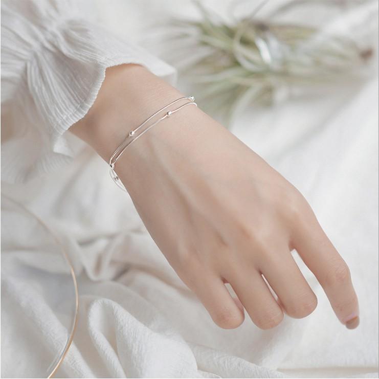 Lắc tay hạt bi nhỏ cho nữ thiết kế thanh mảnh đơn giản L1593 - Bảo Ngọc Jewelry