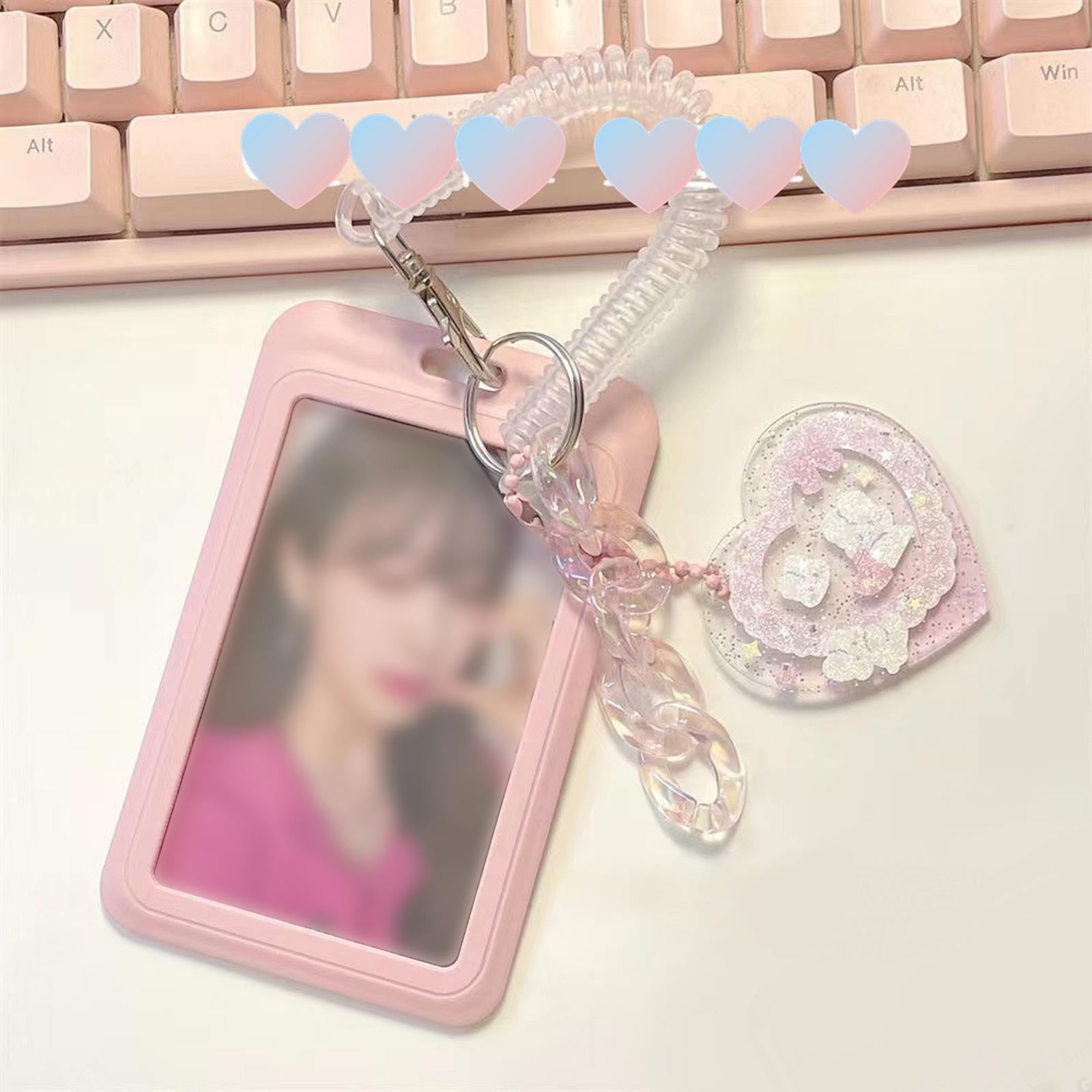 Durable Photocard Holder Keychain Clear Window for Suitcase Backpack Pictures Kids